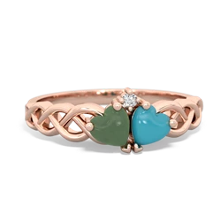 Jade Heart To Heart Braid 14K Rose Gold ring R5870