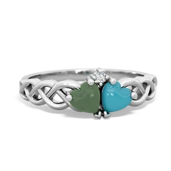 Jade Heart To Heart Braid 14K White Gold ring R5870