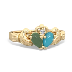 Jade 'Our Heart' Claddagh 14K Yellow Gold ring R2388