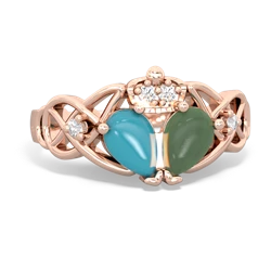 Jade 'One Heart' Celtic Knot Claddagh 14K Rose Gold ring R5322