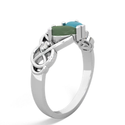 Jade 'One Heart' Celtic Knot Claddagh 14K White Gold ring R5322