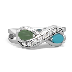 Jade Diamond Infinity 14K White Gold ring R5390