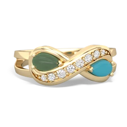 Jade Diamond Infinity 14K Yellow Gold ring R5390