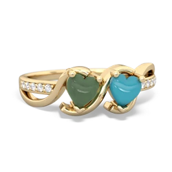 Jade Side By Side 14K Yellow Gold ring R3090