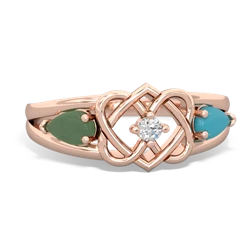 Jade Hearts Intertwined 14K Rose Gold ring R5880