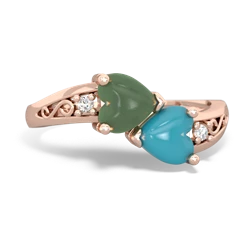 Jade Snuggling Hearts 14K Rose Gold ring R2178