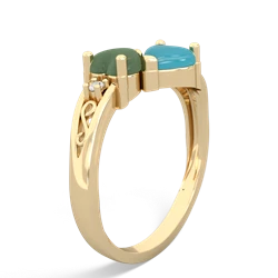 Jade Snuggling Hearts 14K Yellow Gold ring R2178