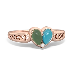 Jade Filligree 'One Heart' 14K Rose Gold ring R5070