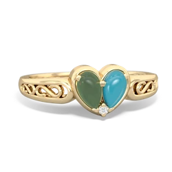 Jade Filligree 'One Heart' 14K Yellow Gold ring R5070