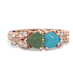 Jade Diamond Butterflies 14K Rose Gold ring R5601