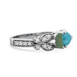 Jade Diamond Butterflies 14K White Gold ring R5601