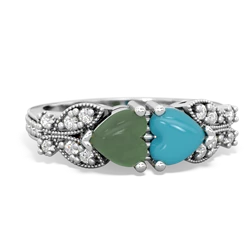 Jade Diamond Butterflies 14K White Gold ring R5601