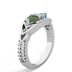 Jade Sparkling Celtic Knot 14K White Gold ring R2645