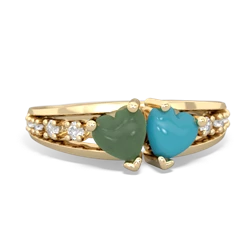 Jade Heart To Heart 14K Yellow Gold ring R3342