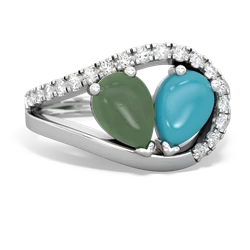 Jade Nestled Heart Keepsake 14K White Gold ring R5650