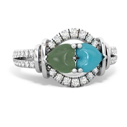 Jade Art-Deco Keepsake 14K White Gold ring R5630