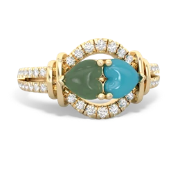 Jade Art-Deco Keepsake 14K Yellow Gold ring R5630