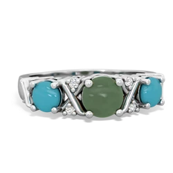 Jade Hugs And Kisses 14K White Gold ring R5016