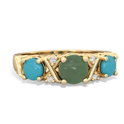 Jade Hugs And Kisses 14K Yellow Gold ring R5016