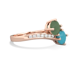 Jade Channel Set Two Stone 14K Rose Gold ring R5303