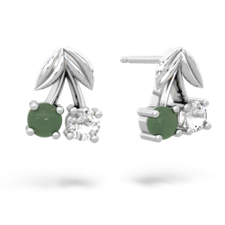 Jade Sweet Cherries 14K White Gold earrings E7001