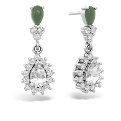 Jade Halo Pear Dangle 14K White Gold earrings E1882