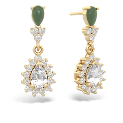 Jade Halo Pear Dangle 14K Yellow Gold earrings E1882