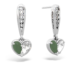 Jade Filligree Heart 14K White Gold earrings E5070