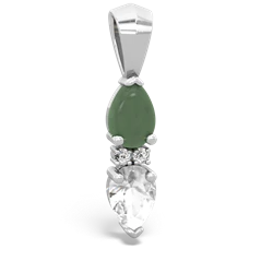 Jade Bowtie Drop 14K White Gold pendant P0865