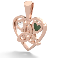 Jade Celtic Trinity Heart 14K Rose Gold pendant P5331