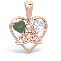 Jade Celtic Trinity Heart 14K Rose Gold pendant P5331