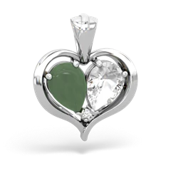 Jade Two Become One 14K White Gold pendant P5330