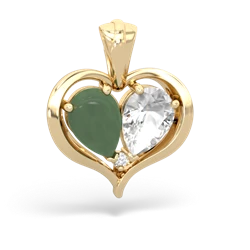 Jade Two Become One 14K Yellow Gold pendant P5330