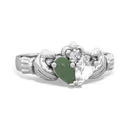 Jade 'Our Heart' Claddagh 14K White Gold ring R2388