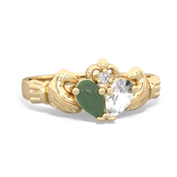 Jade 'Our Heart' Claddagh 14K Yellow Gold ring R2388