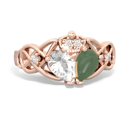 Jade 'One Heart' Celtic Knot Claddagh 14K Rose Gold ring R5322