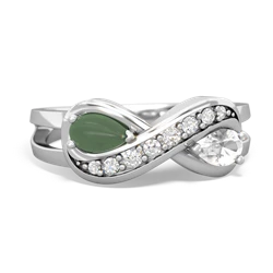 Jade Diamond Infinity 14K White Gold ring R5390