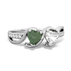 Jade Side By Side 14K White Gold ring R3090