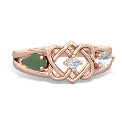 Jade Hearts Intertwined 14K Rose Gold ring R5880