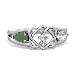 Jade Hearts Intertwined 14K White Gold ring R5880