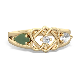 Jade Hearts Intertwined 14K Yellow Gold ring R5880