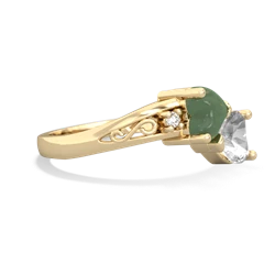 Jade Snuggling Hearts 14K Yellow Gold ring R2178