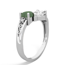 Jade Snuggling Hearts 14K White Gold ring R2178