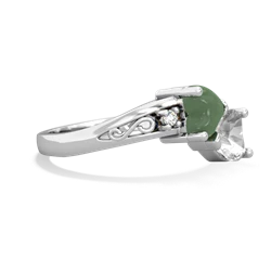 Jade Snuggling Hearts 14K White Gold ring R2178