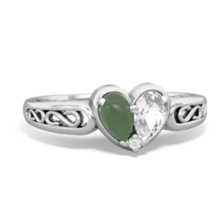 Jade Filligree 'One Heart' 14K White Gold ring R5070