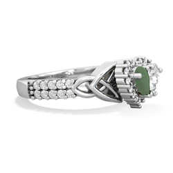 Jade Celtic Knot Two Hearts As One 14K White Gold ring R2644HRT