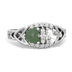 Jade Sparkling Celtic Knot 14K White Gold ring R2645