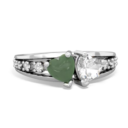 Jade Heart To Heart 14K White Gold ring R3342