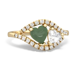 Jade Mother And Child 14K Yellow Gold ring R3010