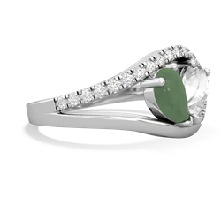 Jade Nestled Heart Keepsake 14K White Gold ring R5650